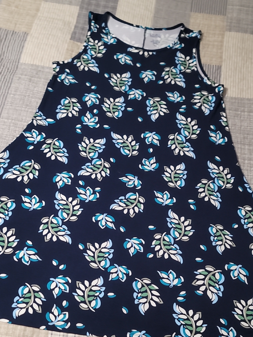 croft & barrow Navy and Light Blue Floral Print Dress - L